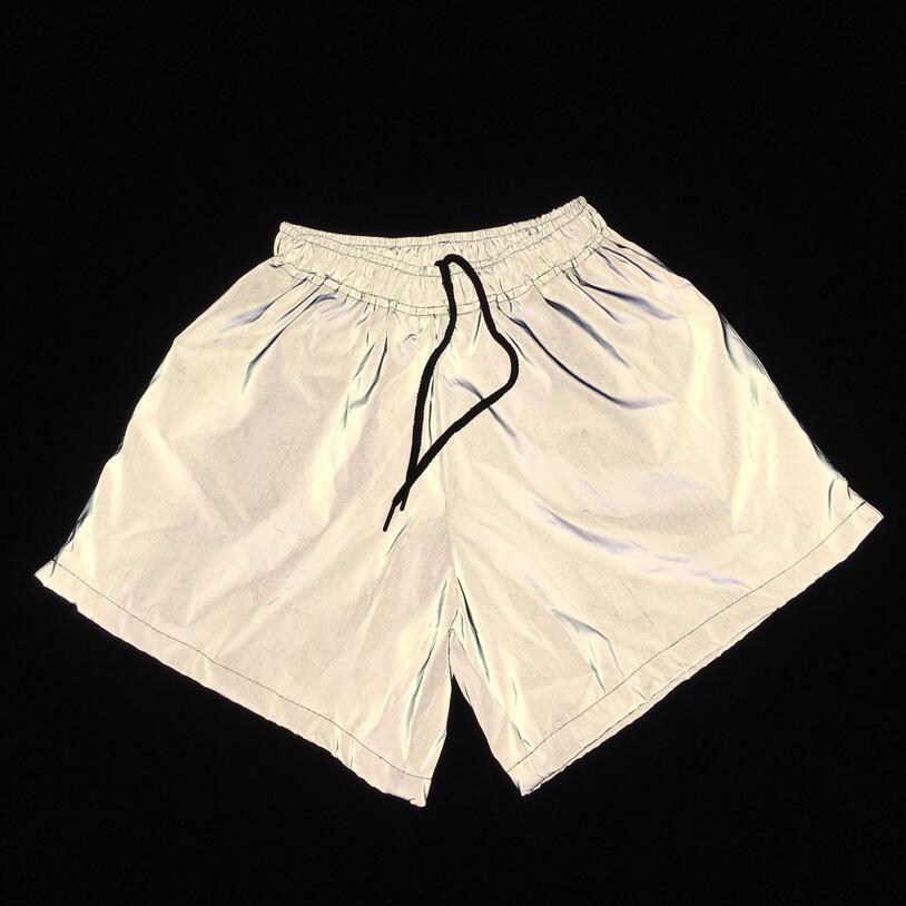 Women's Full Reflective Drawstring At Hem Wide Leg Shorts
