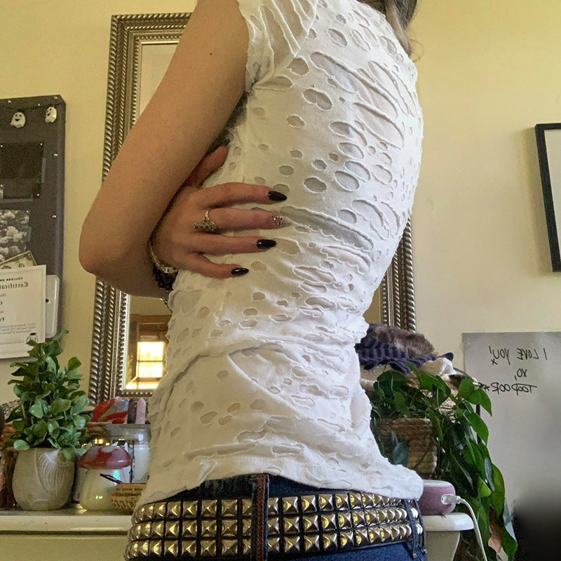 CroppedSlim-fit Knitted Crew-neck Top