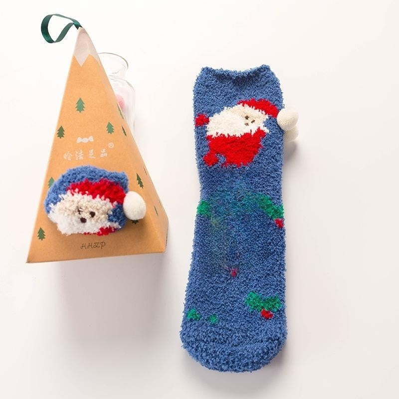 Coral Fleece Tube Winter Thickened Women's Christmas Stockings Cute Cartoon Maternity Socks