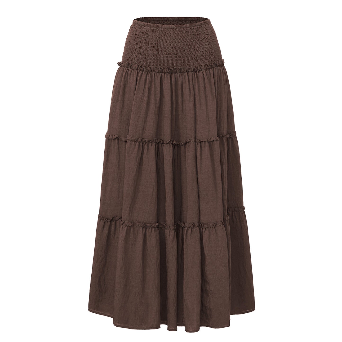 Three Tier Ruffled Cotton Linen Maxi Dress