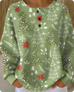 Woolen Button V-Neck Women's Sweater