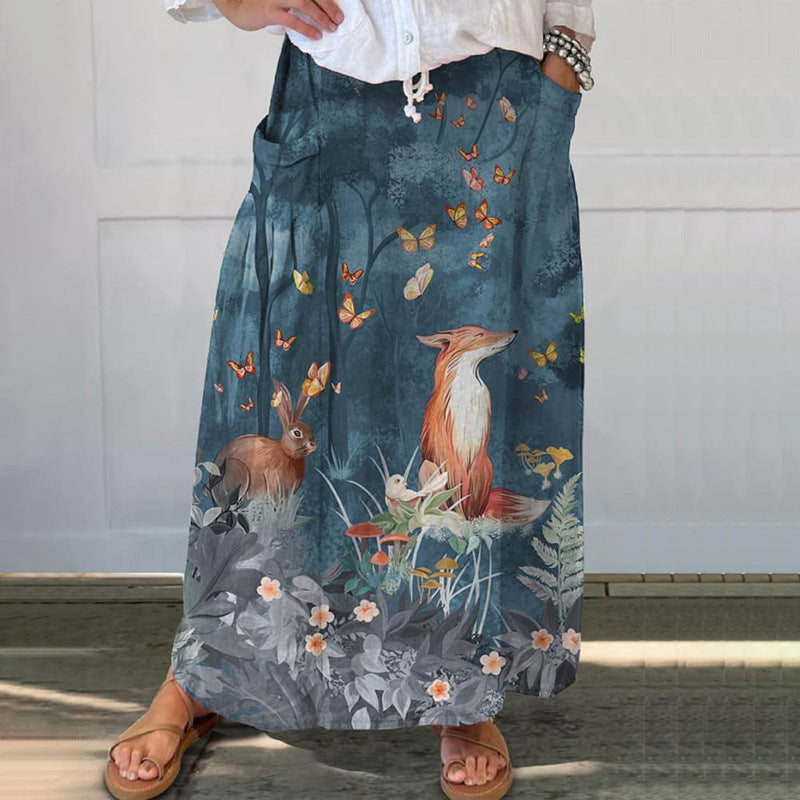 Leisure Retro Floral Vacation Skirt