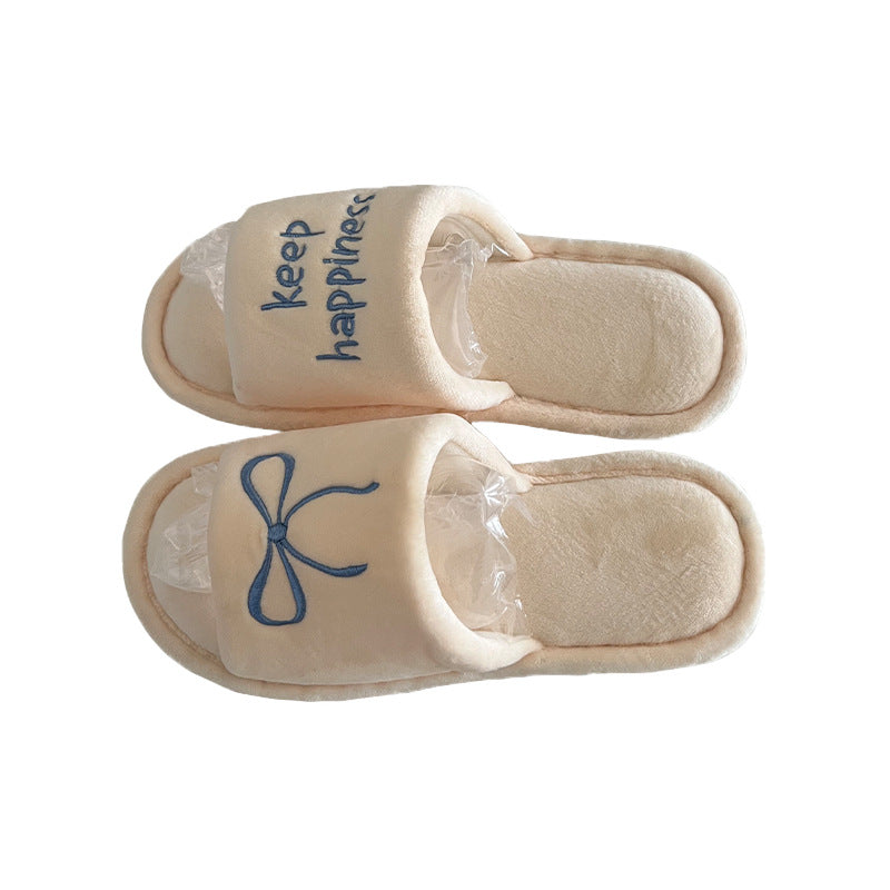 New Creative English Letters Ins Style Word Soft Flat Bottom Ladies Cotton Slippers