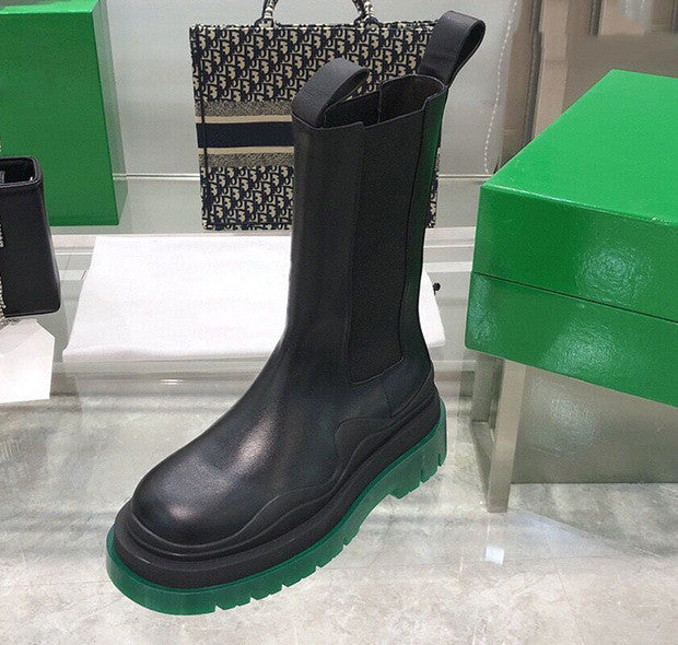 New Thick-soled Leather Martin Boots Women Spring And Autumn