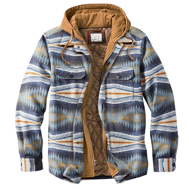 Leisure Hooded Jacket Off Two Lattice Coat