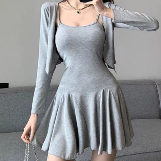 Figure-flattering Outfit Skirt And Cardigan Two-piece Set