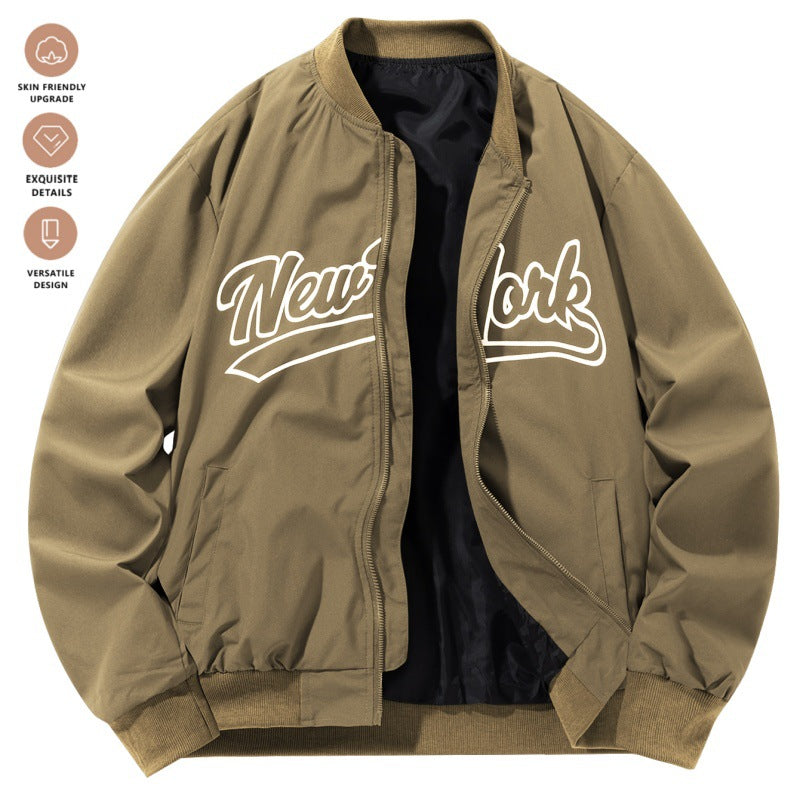 Baseball Uniform Retro Stand Collar Top Easy Matching Coat
