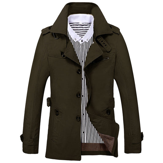 Herre Fritid Ensfarvet Trenchcoat