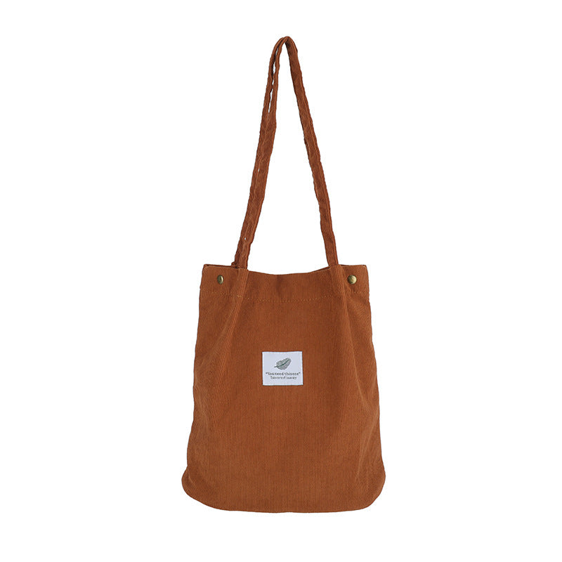 Artistic Corduroy Single-shoulder Bucket Bag