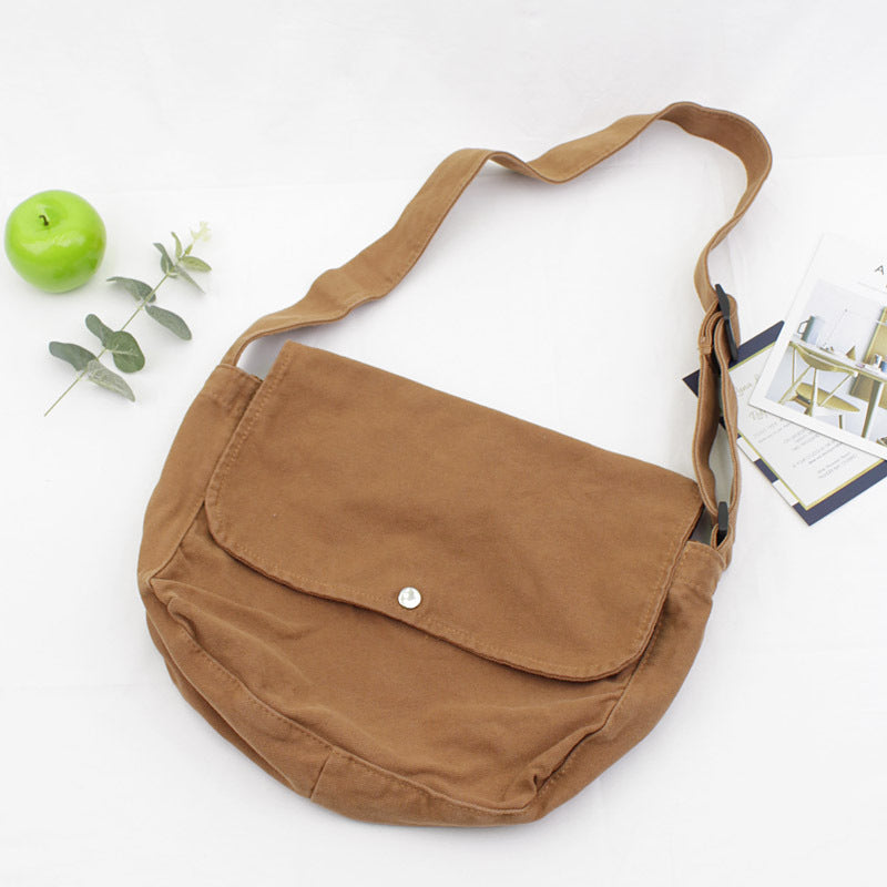 Mori Series Literary Casual Canvas Solid Color One-shoulder Messenger Female Bag