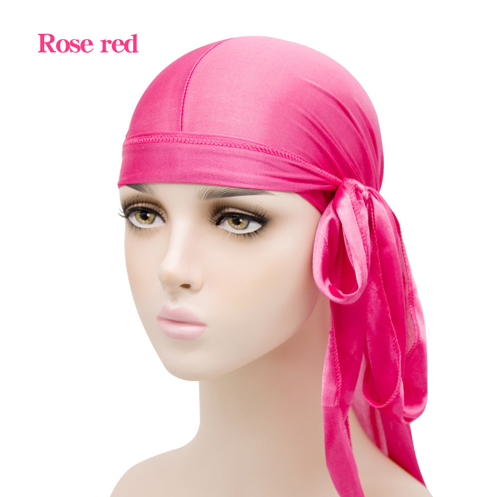 Unisex Satin Hovedbeklædning med Lang Hale  Strækbar Pirathat Og Hip Hop Turban til Mænd Og Kvinder, Elastisk Bandanahue til Kostume Og Mode