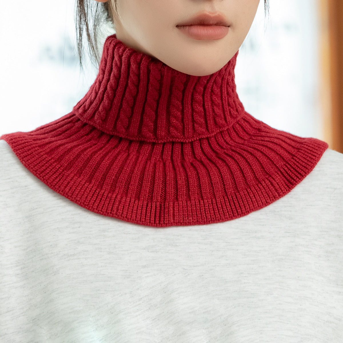 Polyester Geometric Solid-color Neck Scarf