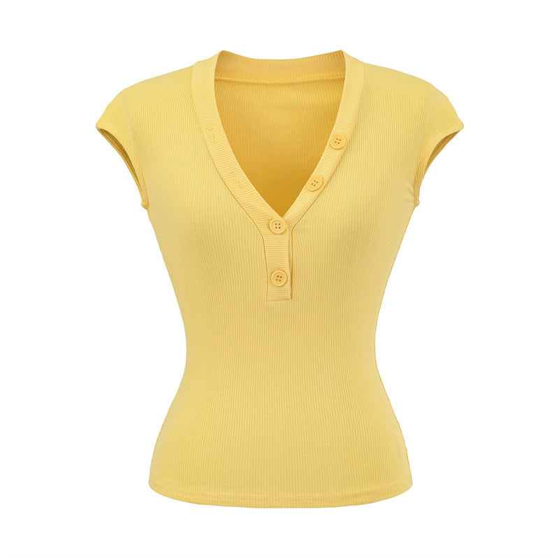 Fashionable Cool V-neck Slimming Short Sleeve T-shirt