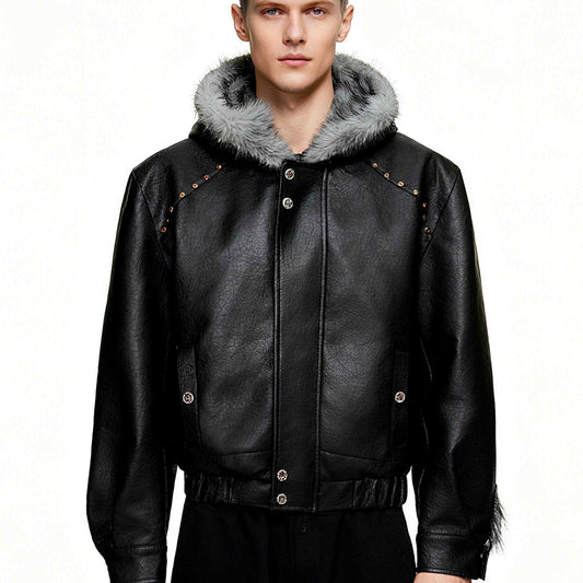 Men's Winter Padded Cotton Coat With Fleece Lining And Warm Fur Collar