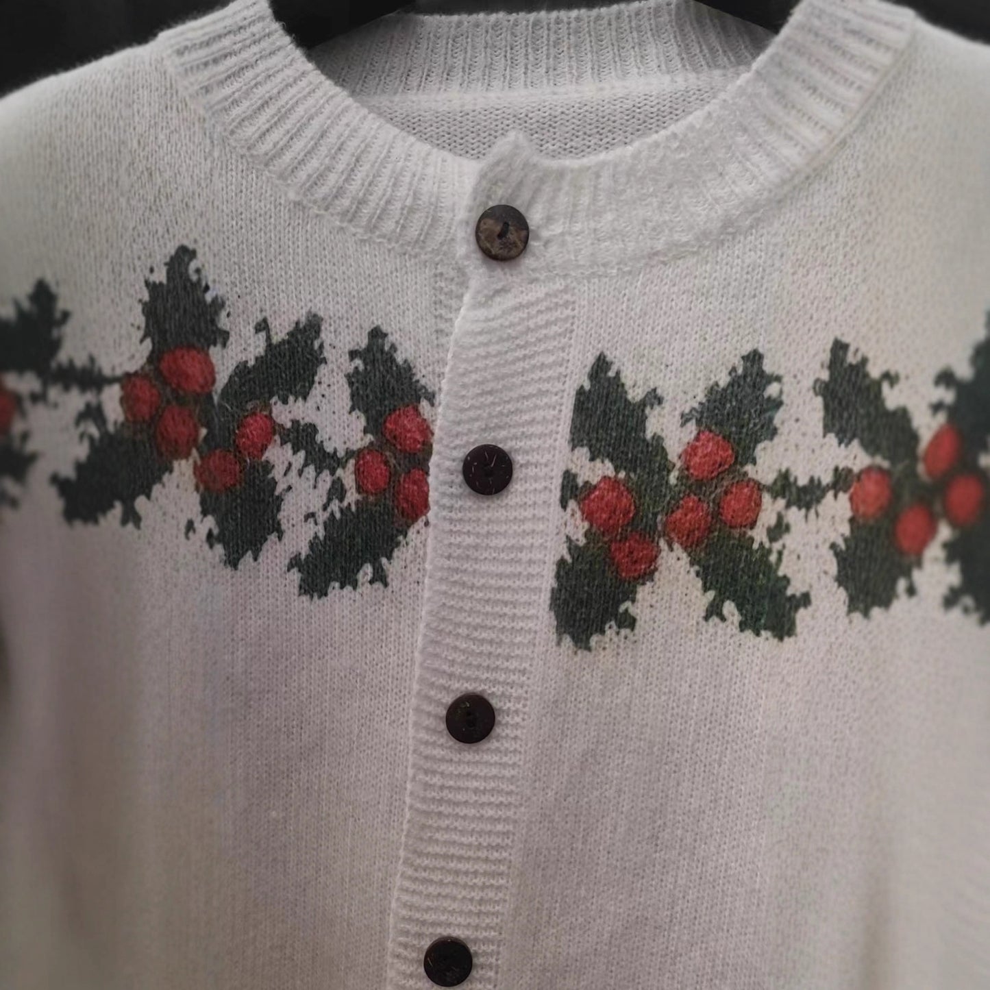 Loose White Jingling Bell Printed Sweater