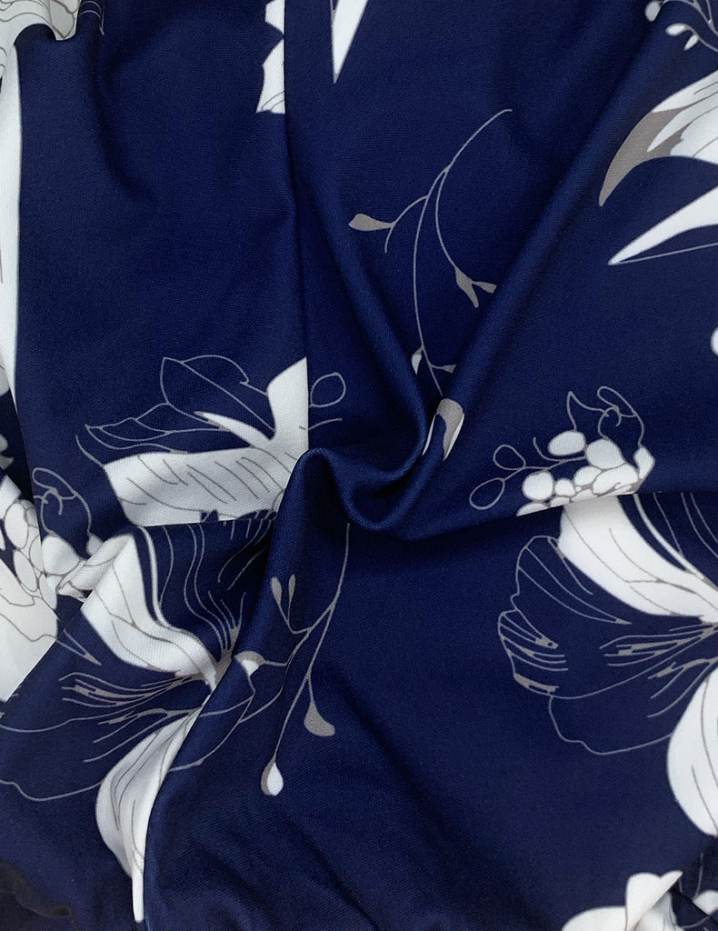 Fashionabel V-udskæring, Lange Ærmer, Løs Pasform, Brede Ben, Printet Jumpsuit