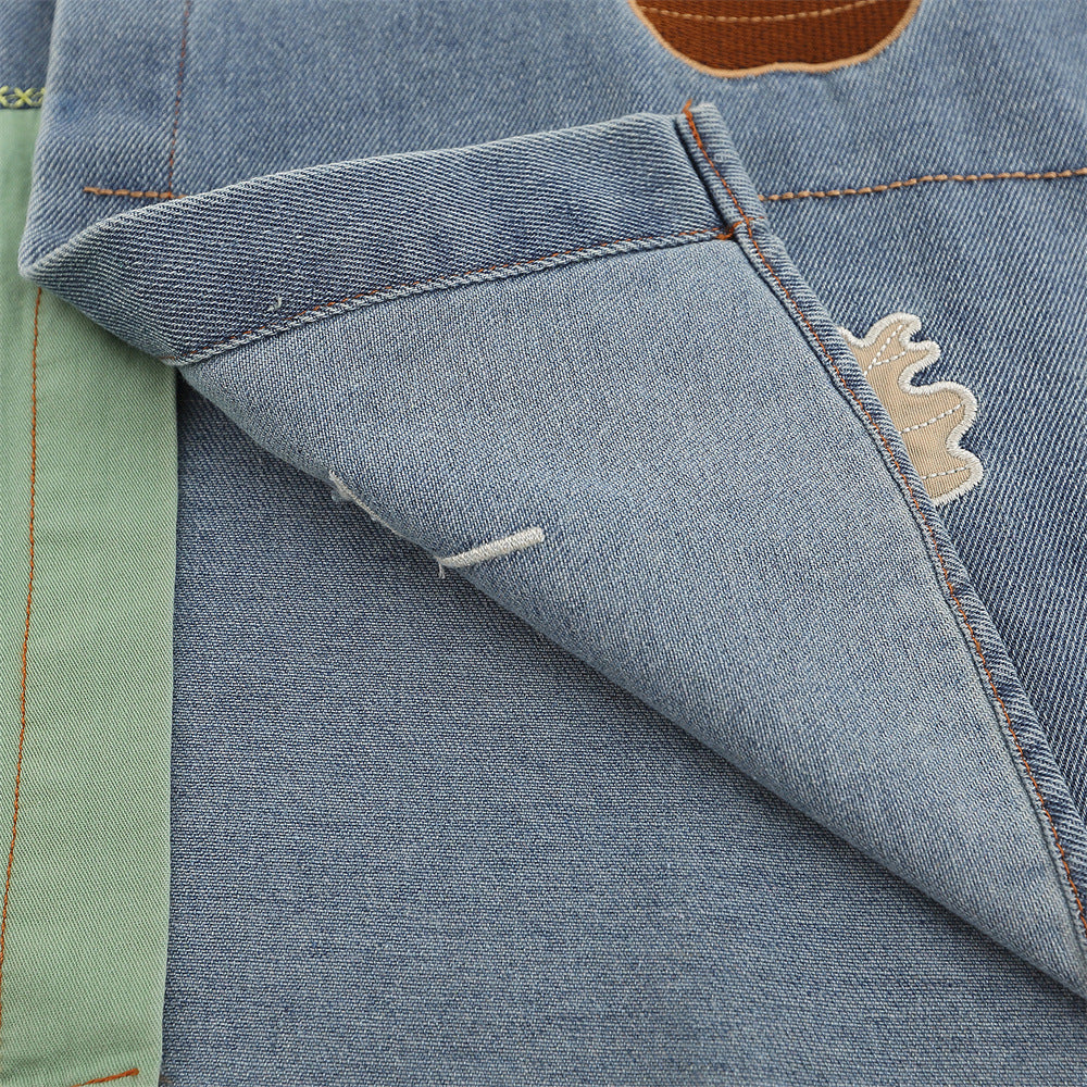 Stitching Contrast Color Irregular Shirt Coat