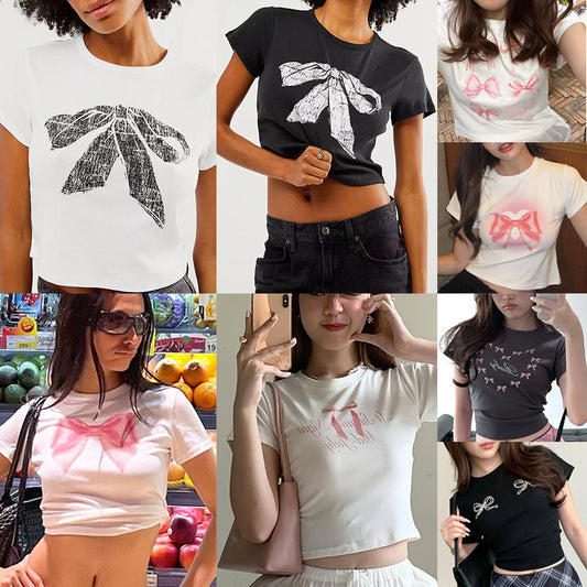 Women's Printed Short-sleeved Slim-fit Fashion Tops T-shirt