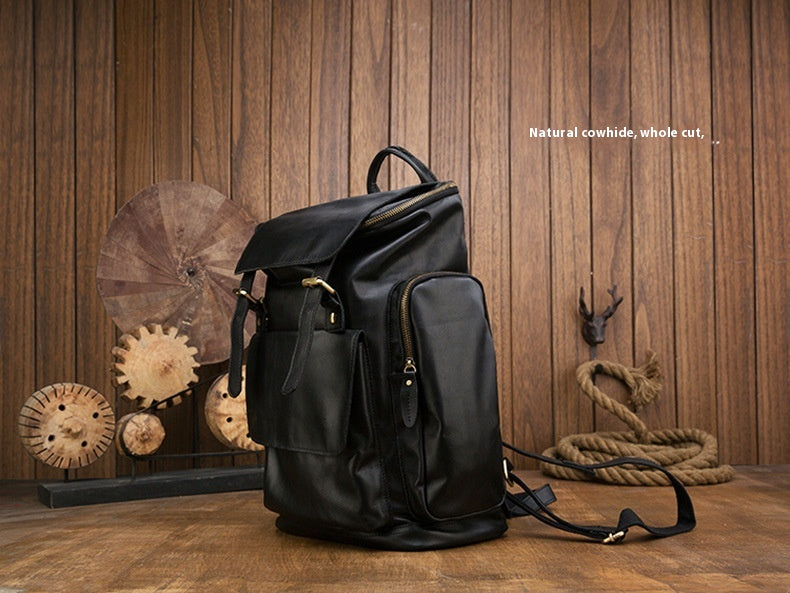 Handmade Genuine Leather British Style Large Capacity Men's Backpack Retro