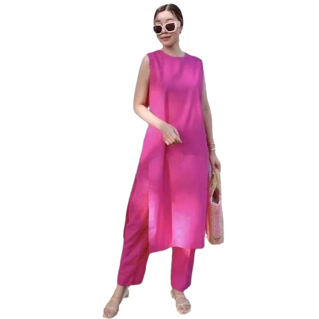 Split Pocket Casual Sleeveless Pants Pants Two-piece Suit