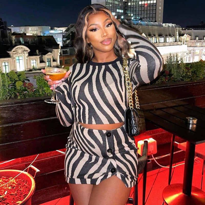 Zebra Fashion Print Umbilical Top