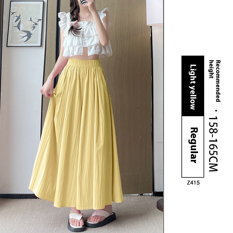 High Waist Slimming A- Line Skirt Casual Small Ice Silk Wide-leg Pants