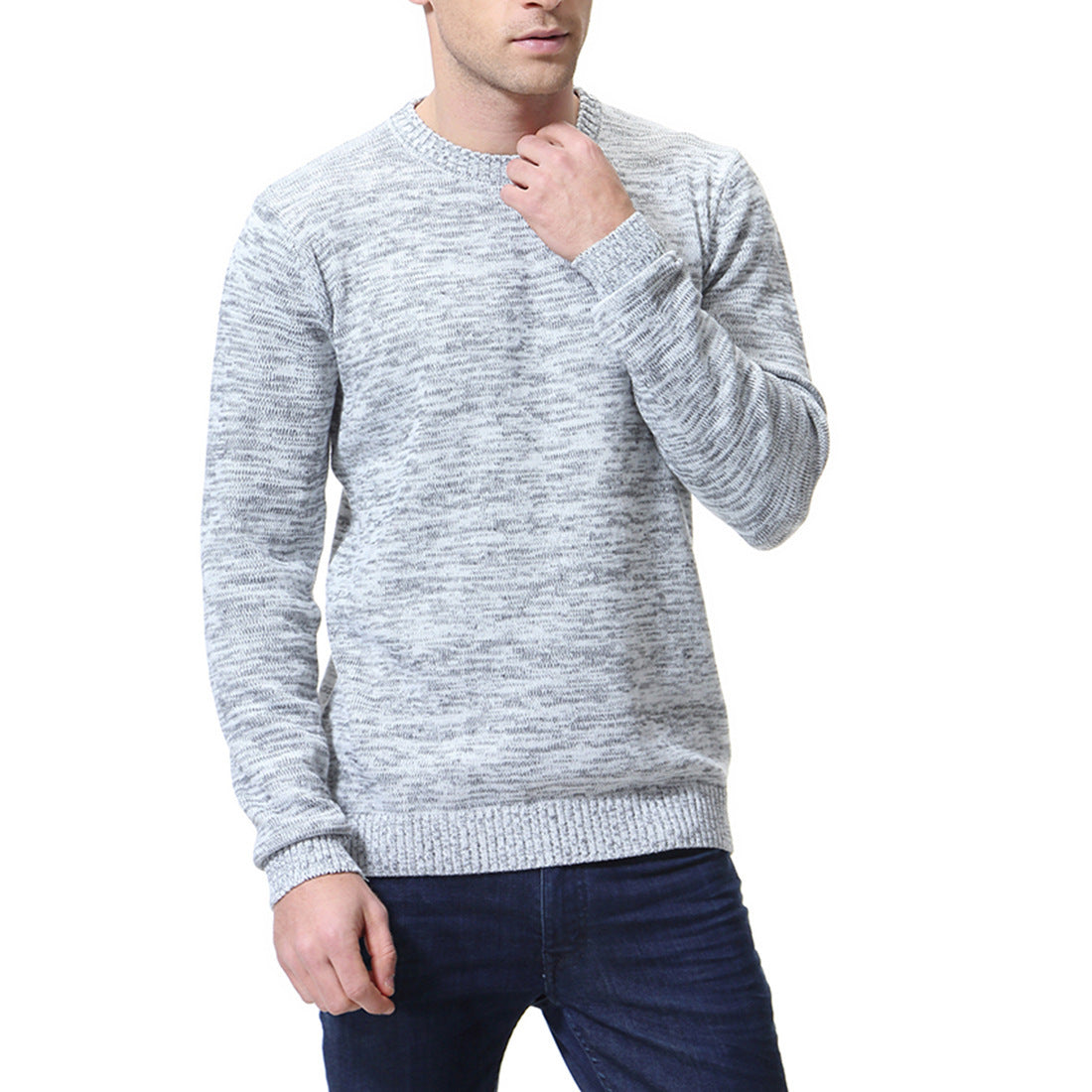 Slim-fit Solid Color Sweater Bottoming Shirt Crew Neck Knitted