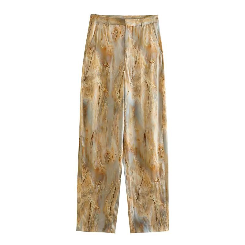Fashion Simple Asymmetric Tie-dye Printed Shirt Straight-leg Pants Suit