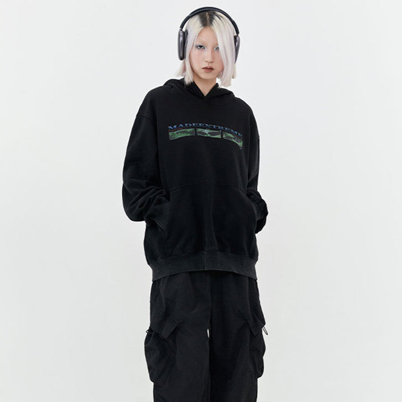 Street Tide Brand Printed Washed And Worn Sweater Til Mænd Og Kvinder