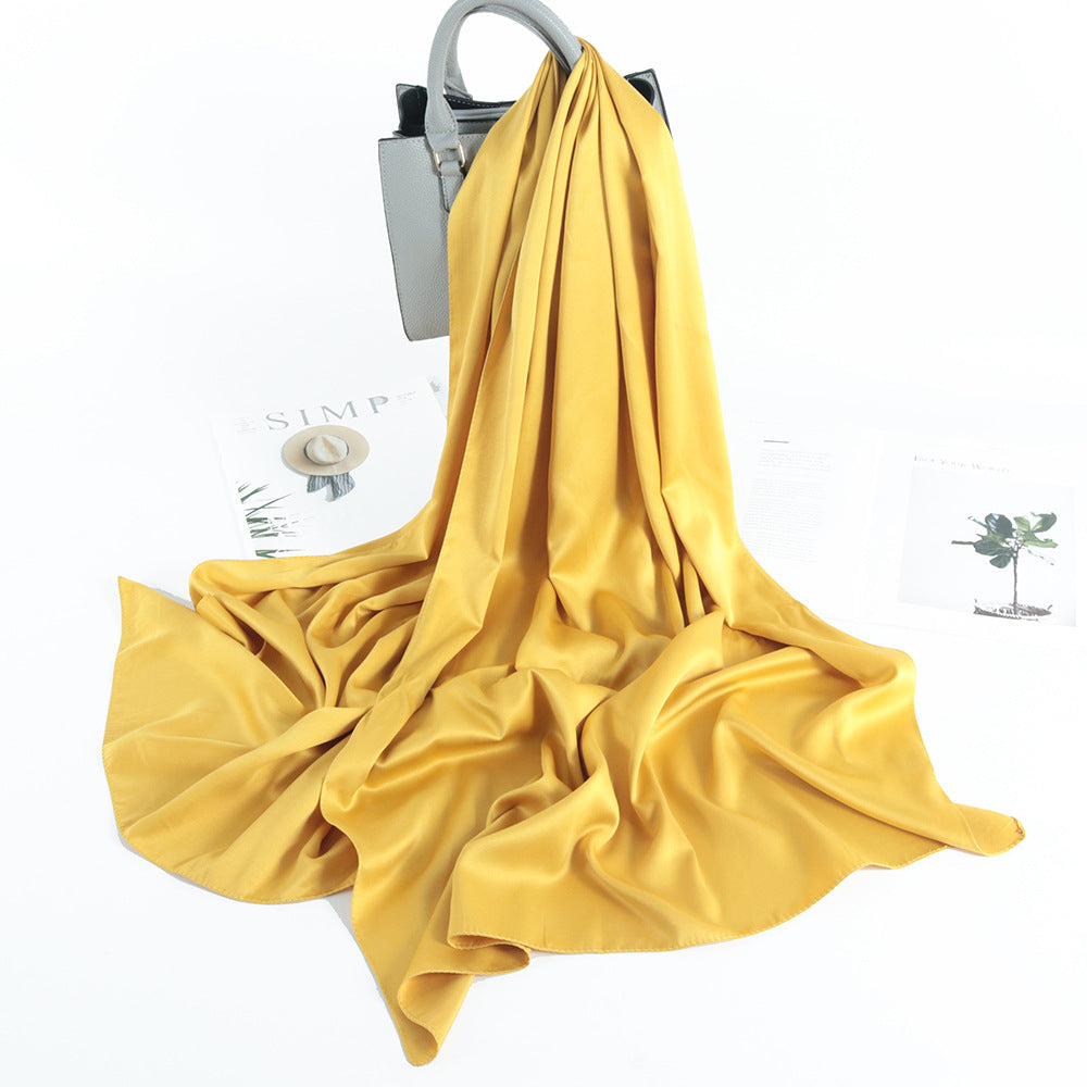 Solid Color Casual Malay Scarf Satin Shawl