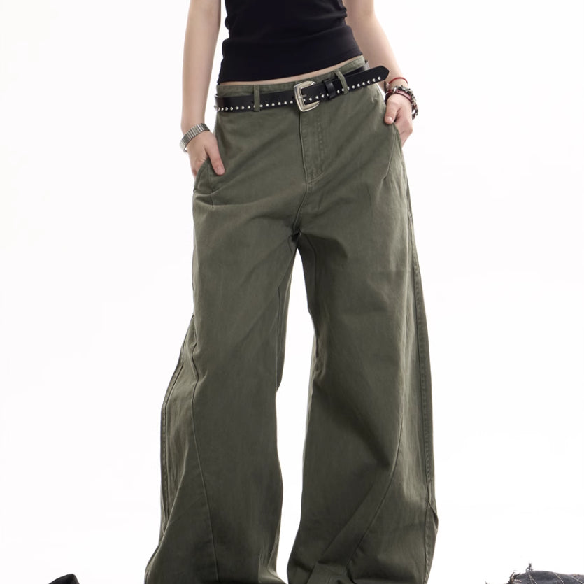 Retro Washed Deconstruction Machete Overalls Women's Loose Straight All-matching Wide Leg