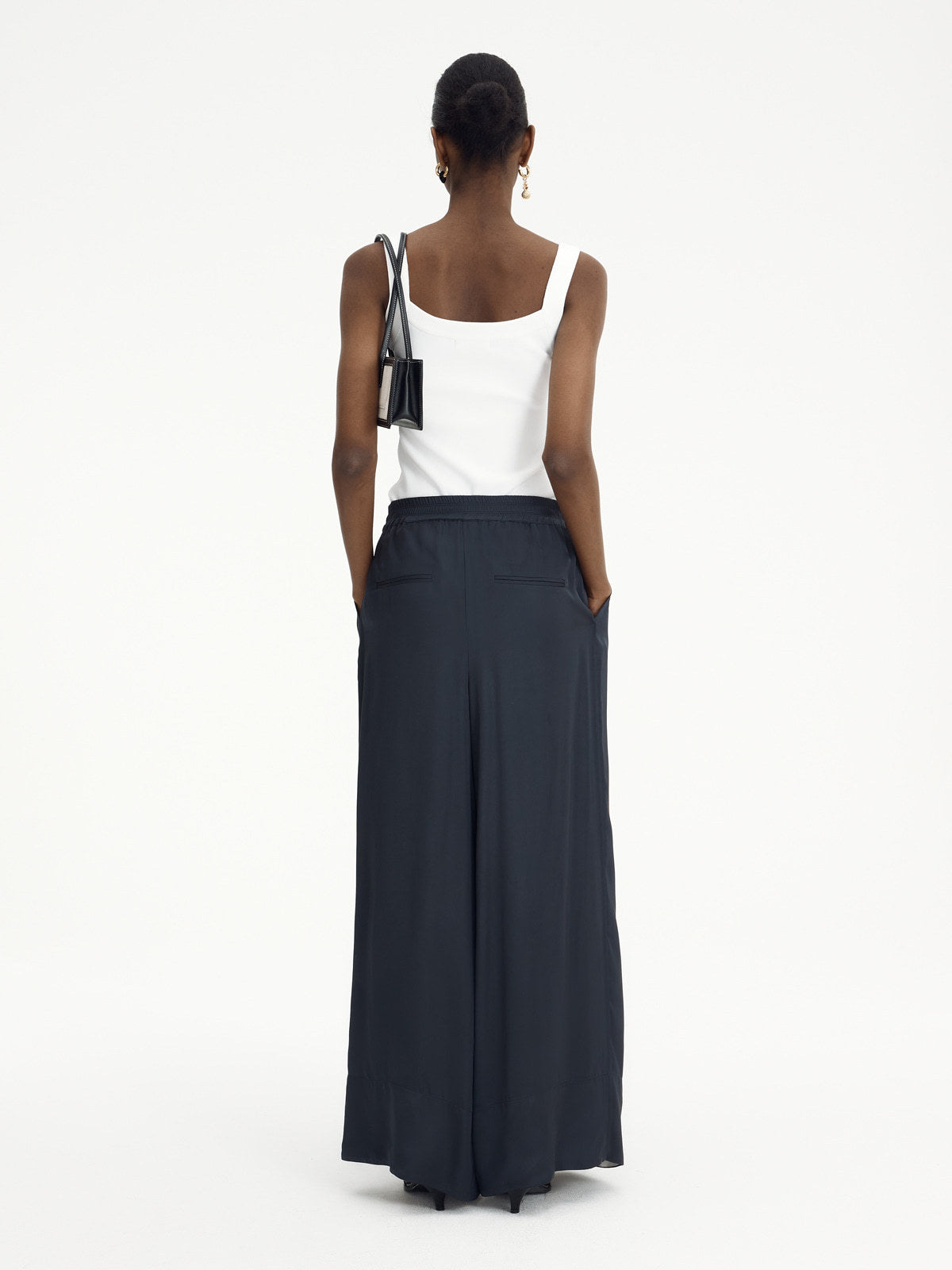 Loose Wide-leg Pants Women's Color Matching Silky Casual Trousers