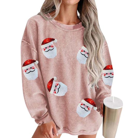 New Christmas Womens Top Relaxed, Casual Long-sleeve Design With A Printed Pattern