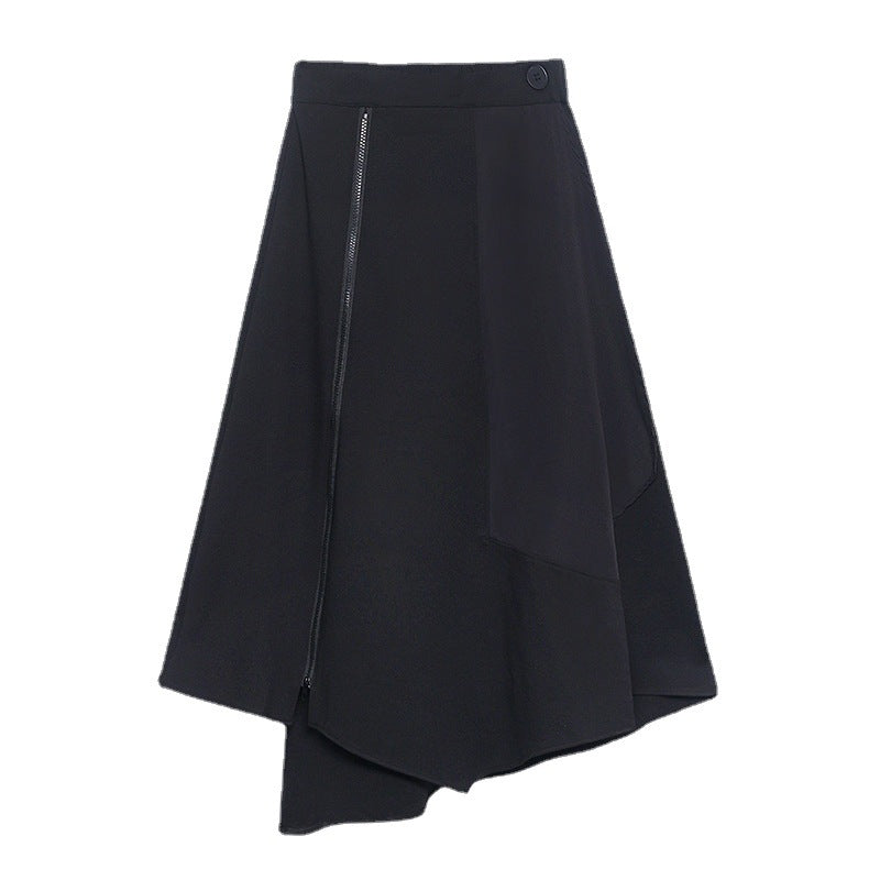 Women's Asymmetric High Waist Zip Split Skirt