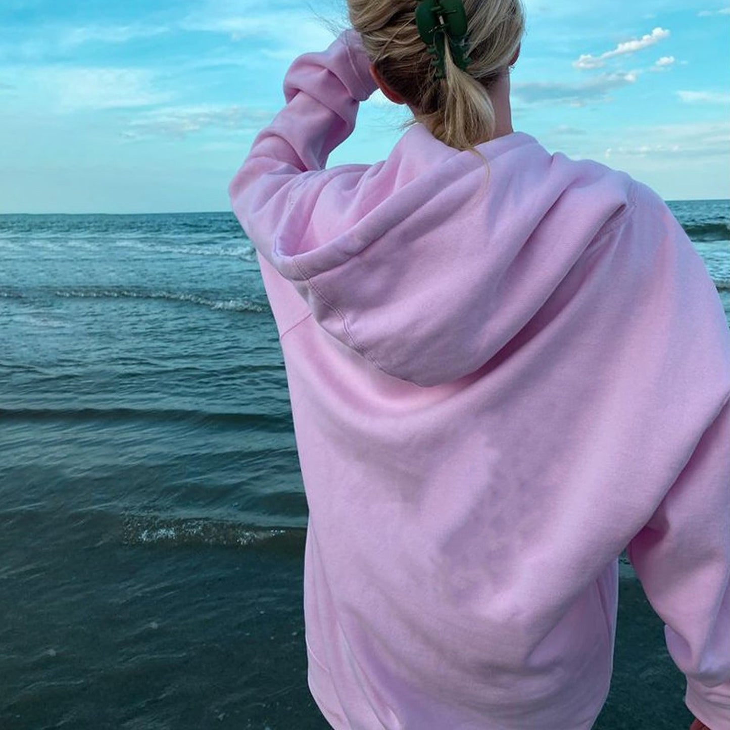 Women's Fleece-lined Bathroom Solid Color Clothing Word Kangaroo Pocket Drawstring Hoodie
