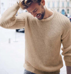 Men's Sweater Men's Casual Solid Color Sweater Knitting