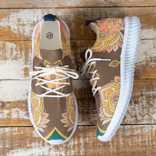 Women's Fashion Casual Flat Lace-up Flying Woven Breathable Sports Shoes