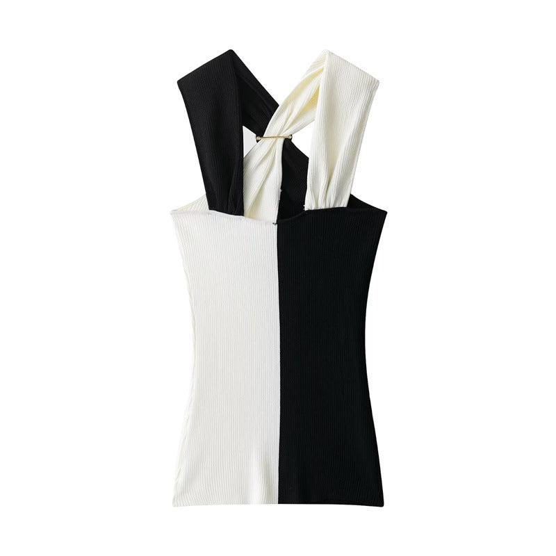 Women's Minimalist Knit Halterneck Top