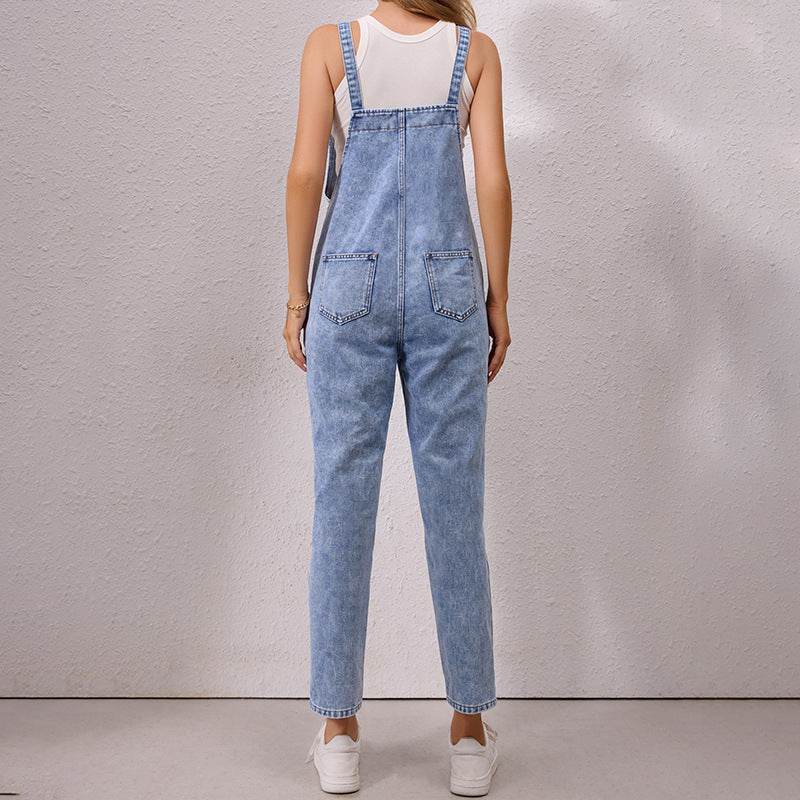 Autumn Loose Casual Simple Suspenders Pants
