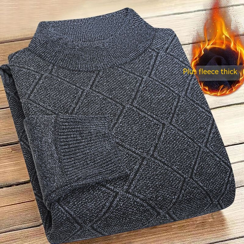Autumn And Winter Men's Fleece-lined Sweater