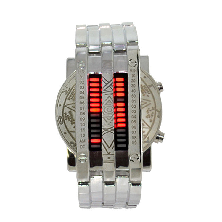 Creative Double Row Light Binary Steel Band LED Watch