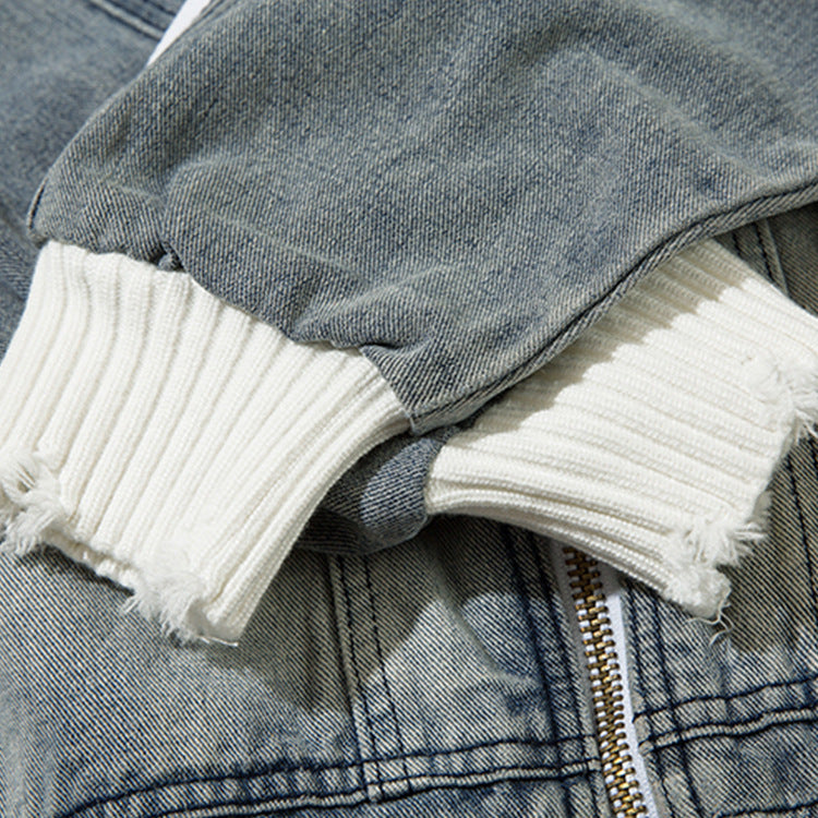 Casual Loose Damaged Color Matching Ribbon Striped Sweater Coat Fashion