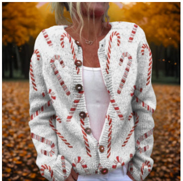 Digitaltryk Cardigan Strikket Frakke Imitationssweatere Dametøj 3D