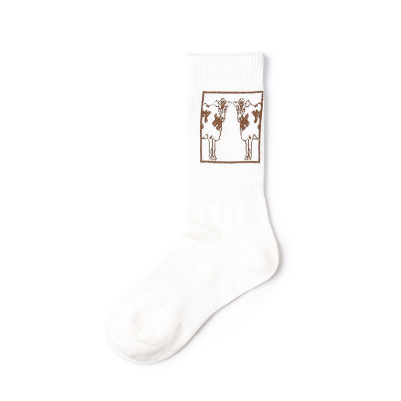 Medium Tube Cartoon Pattern Women's Cotton Socks