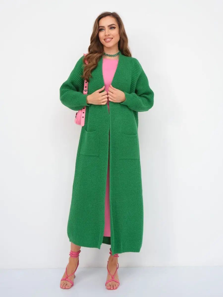 Women's Long Knitted Cardigan Buckle-free Coat