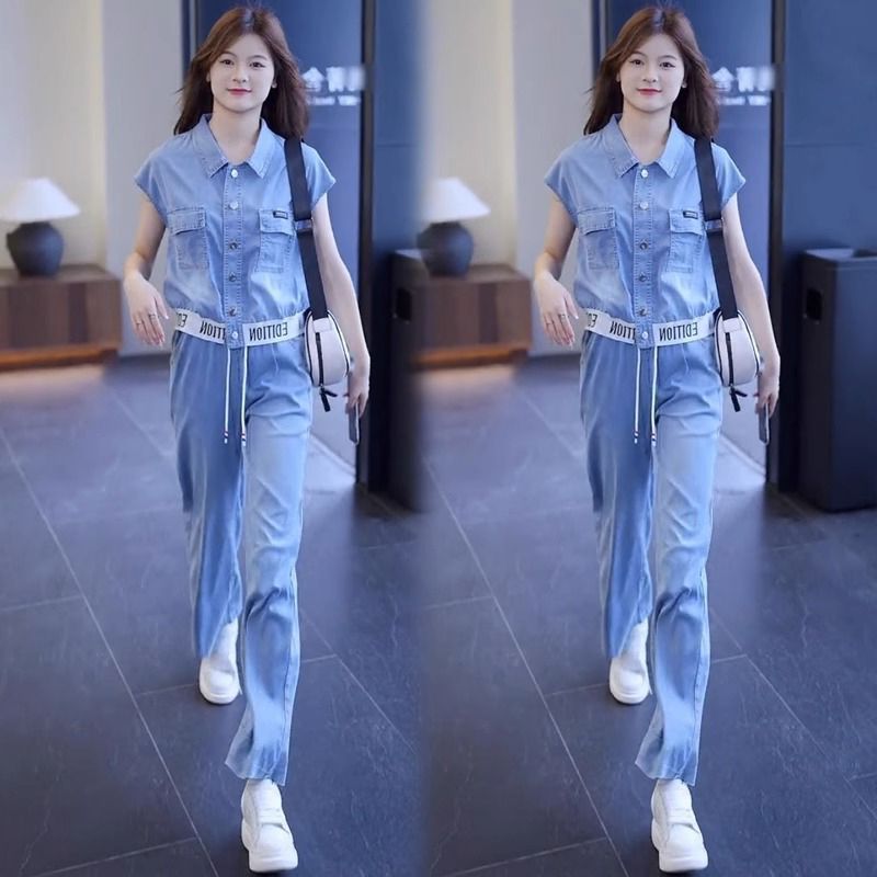 Casual Internet Celebrity Fried Street Sports Style Wide Leg Pants Two-piece Set