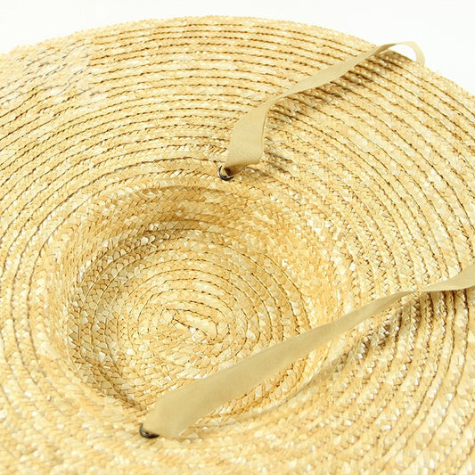 Flat Top Big Brim Streamer Tied Rope Straw Hat Beach