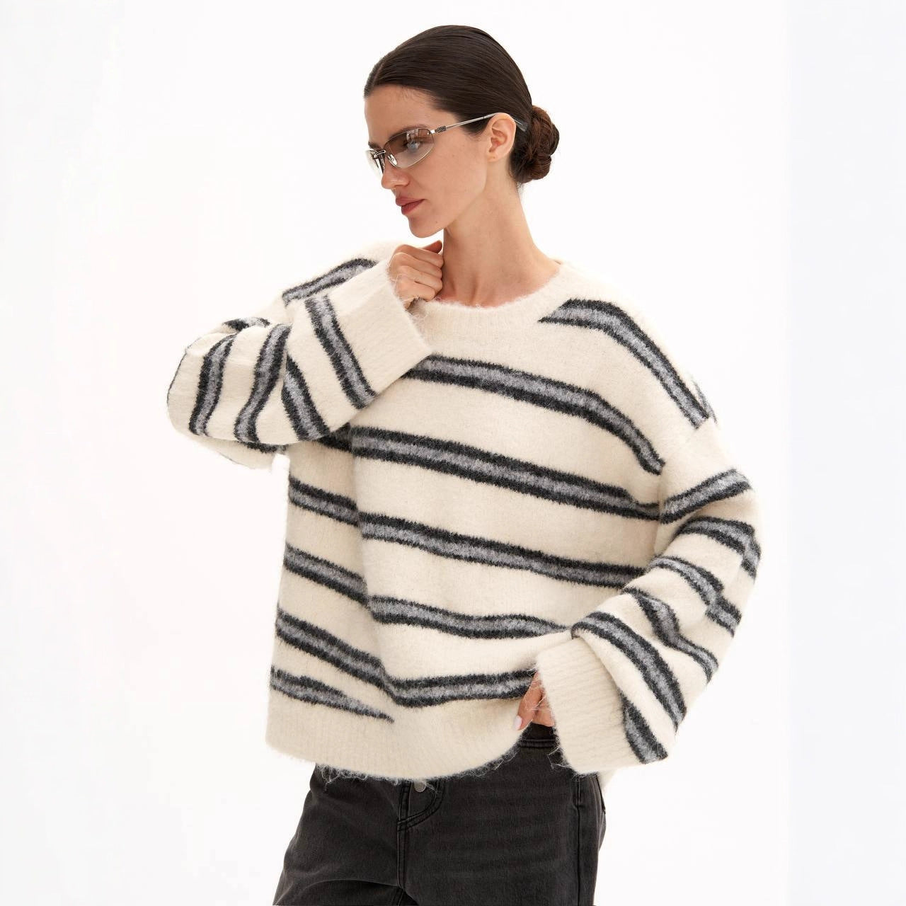 Women's Striped Color-block Sweater