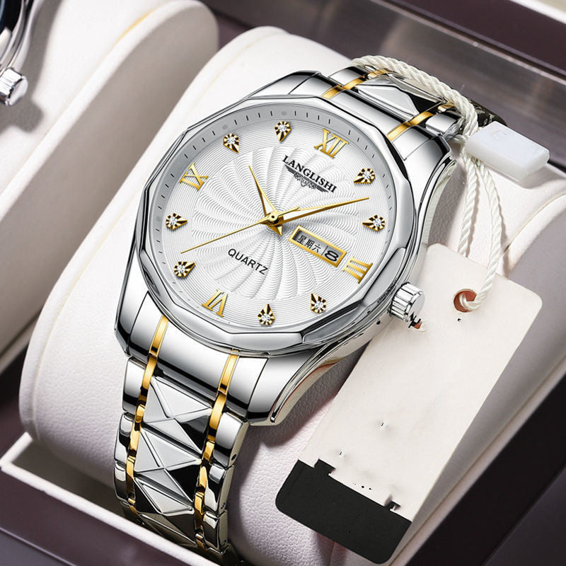 New Trendy Men's Watch Male Waterproof Tungsten Steel High-grade