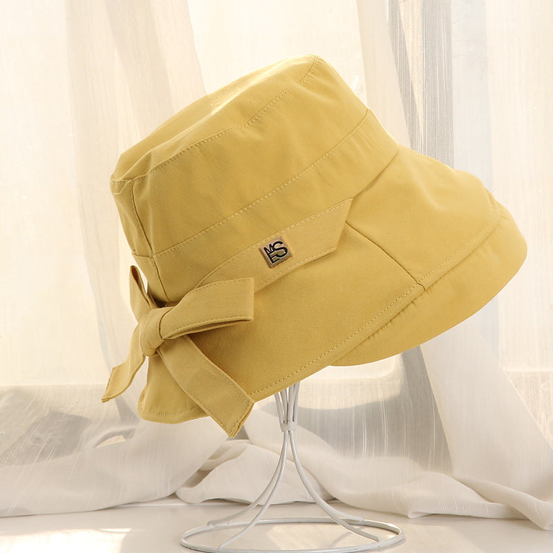 Cotton And Linen Solid Color Foldable Female Basin Hat
